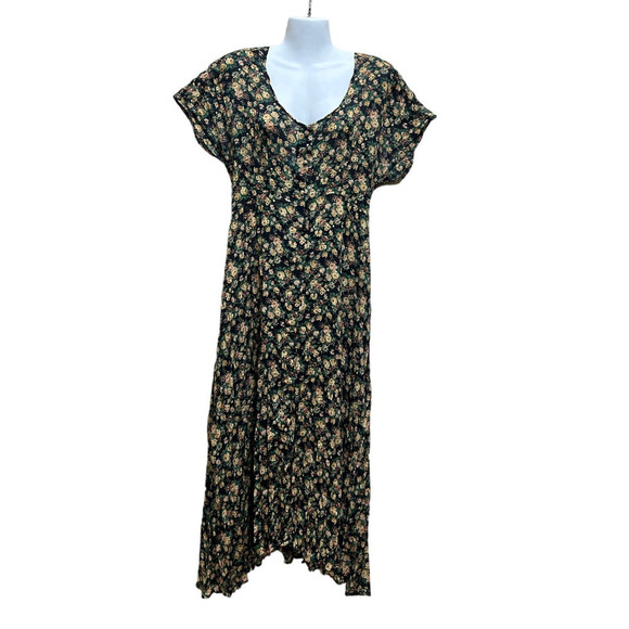 Danielle Karen Sheer Maxi 90 VTG Dress S/M Buttons Ditsy Floral Grunge Cottage - Picture 1 of 11